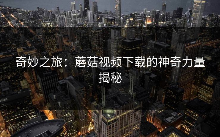 奇妙之旅：蘑菇视频下载的神奇力量揭秘  第1张