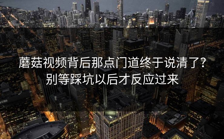 蘑菇视频背后那点门道终于说清了？别等踩坑以后才反应过来  第1张