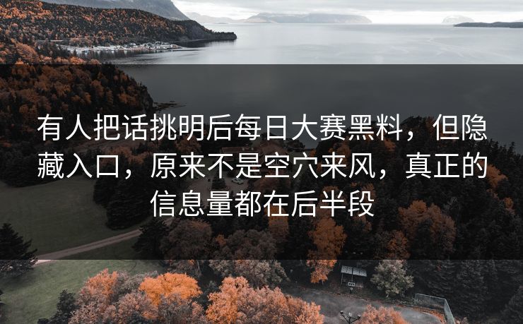 有人把话挑明后每日大赛黑料，但隐藏入口，原来不是空穴来风，真正的信息量都在后半段  第1张