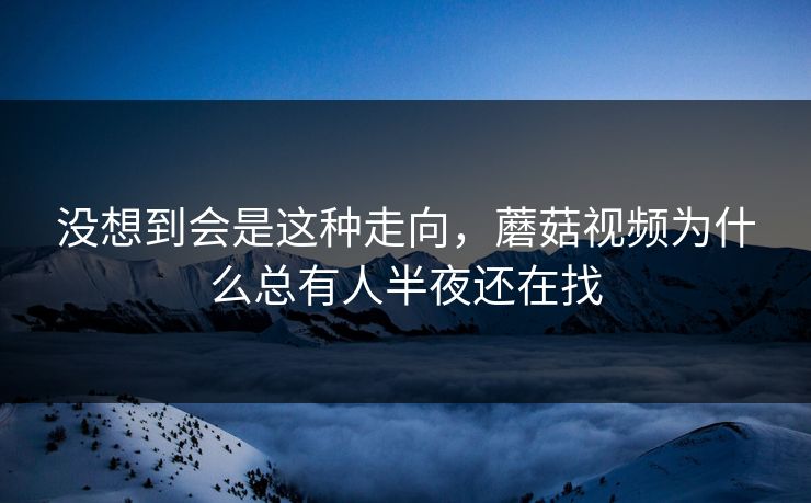 没想到会是这种走向，蘑菇视频为什么总有人半夜还在找  第1张