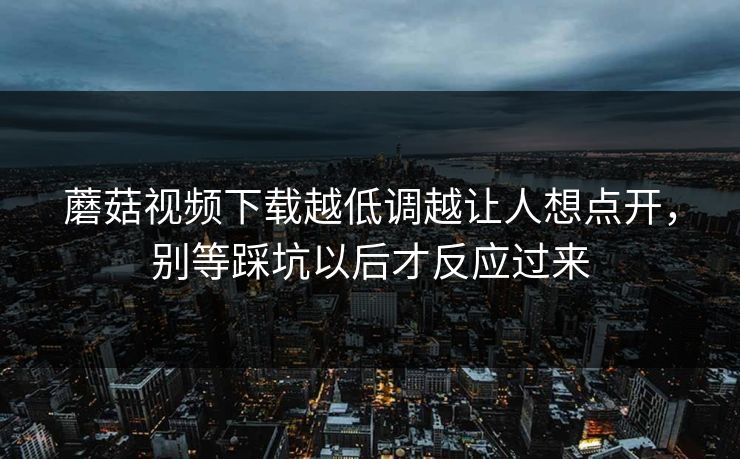 蘑菇视频下载越低调越让人想点开，别等踩坑以后才反应过来  第1张